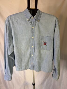 Vintage Ralph Lauren Chambray Button Down Shirt Golf Crest Size S